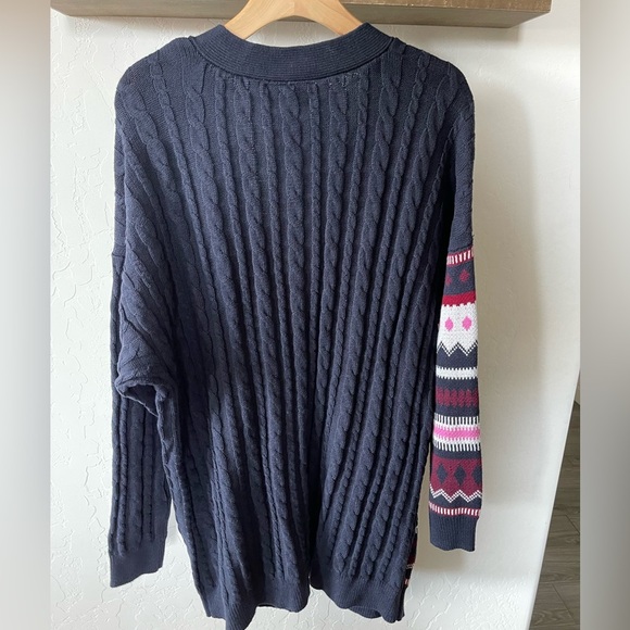 Lane Bryant|Classic button front cable & jacquard cardigan in geometric pattern• - Picture 5 of 14